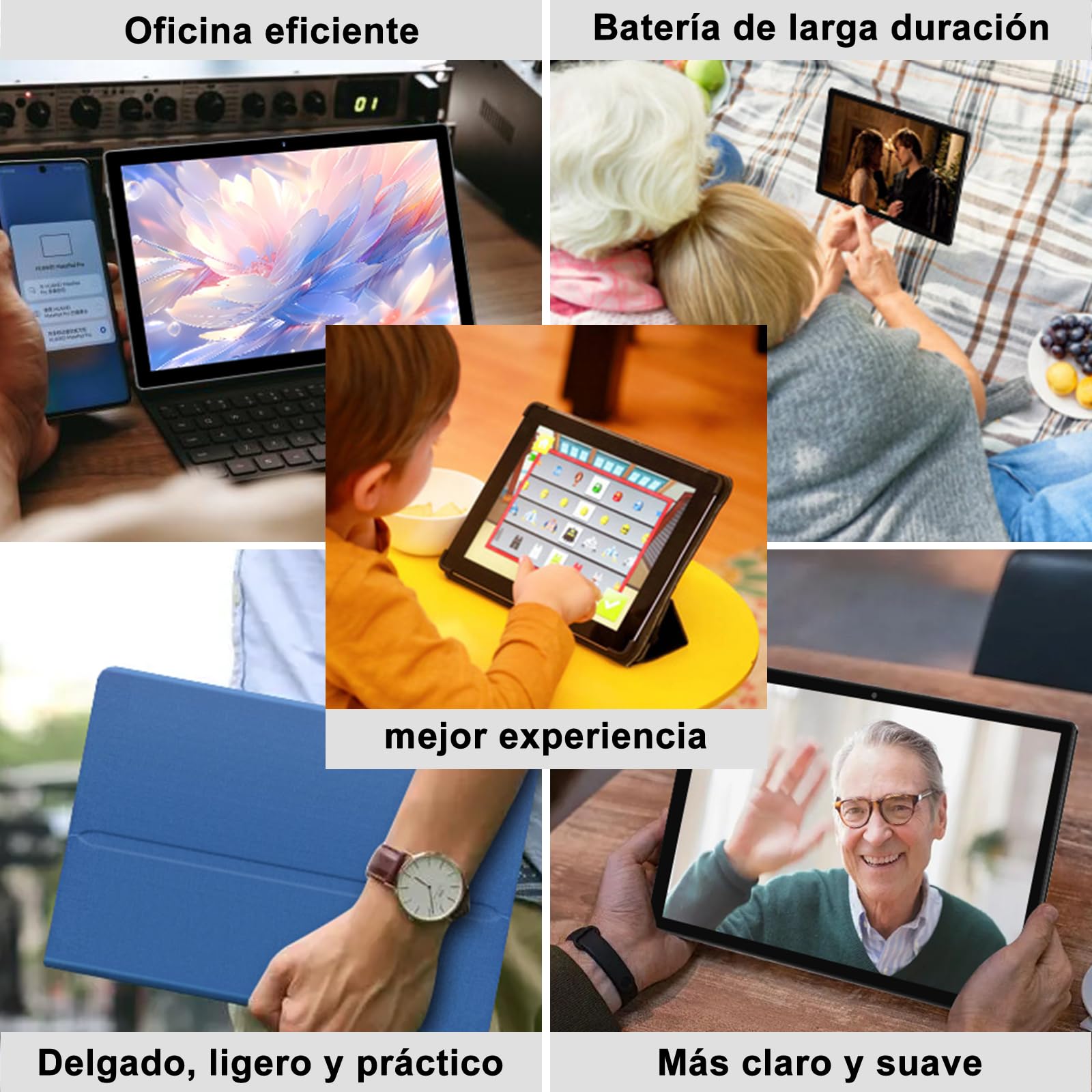 Tablet 10 pulgadas android, 128 GB+512GB TF, Octa-Core 2.0 GHz, GMS - Azul