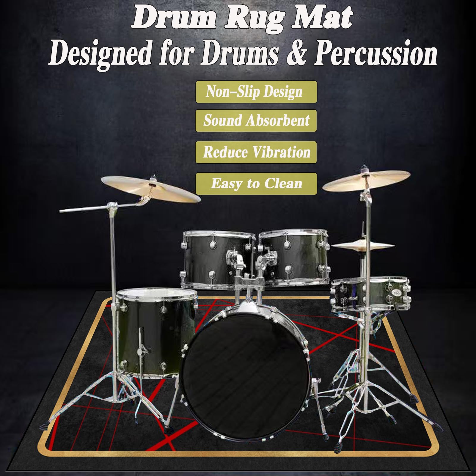 Schlagzeug Teppich Klavierteppich Schallschutzmatte Professioneller Schlagzeugteppich Drum Teppich Elektronisches Schlagzeug Antivibrationsmatten rutschfeste Trommel Teppiche Drumteppich 120 x 70 cm