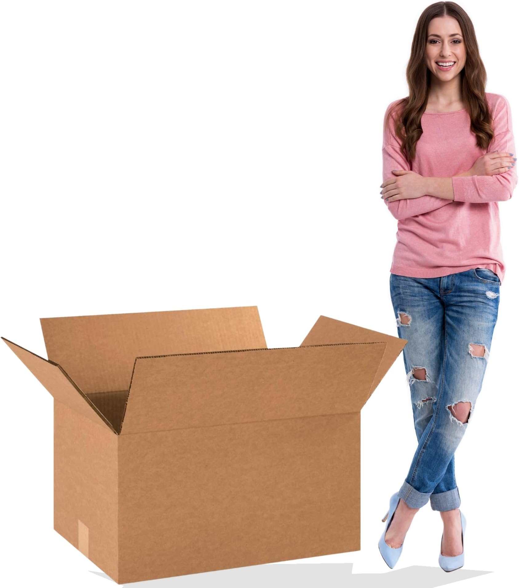 AL FAKHAMA 5 PLY Double Wall 16"L x 12"W x 8"H (40x30x20 CM), | Corrugated Cardboard Box for Packing, Moving and Storage - Pack Of 3.