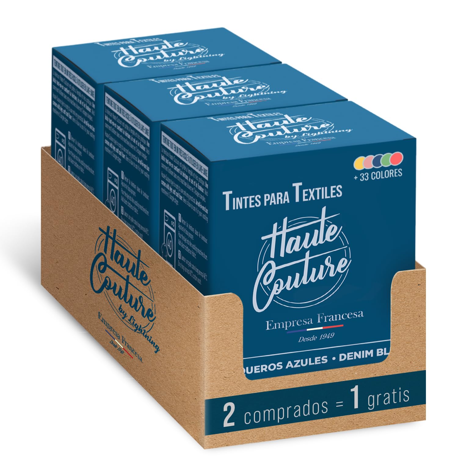 Haute Couture - Tinte para Ropa y Textil Azul - Azul Vaquero - 350g - Tinte Textil Todo en uno - Listo Para Teñir Ropa y Tejidos
