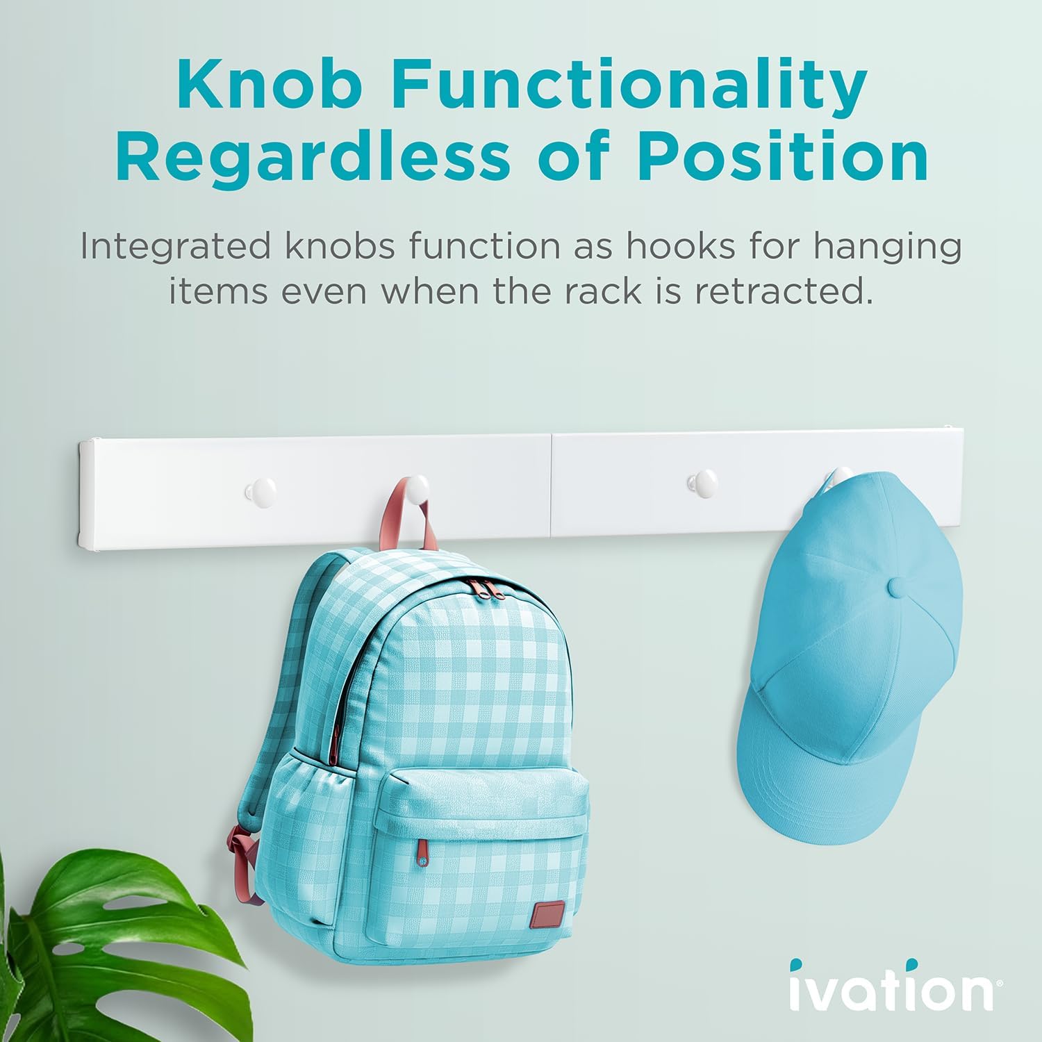 Ivation Retractable Wall Mounted Clothes Drying Rack, 40" Foldable Laundry Drying Rack for Clothing | Collapsible Space-Saving Design & 5 Rods | Easy Installation with Hardware & Wall Template (White)