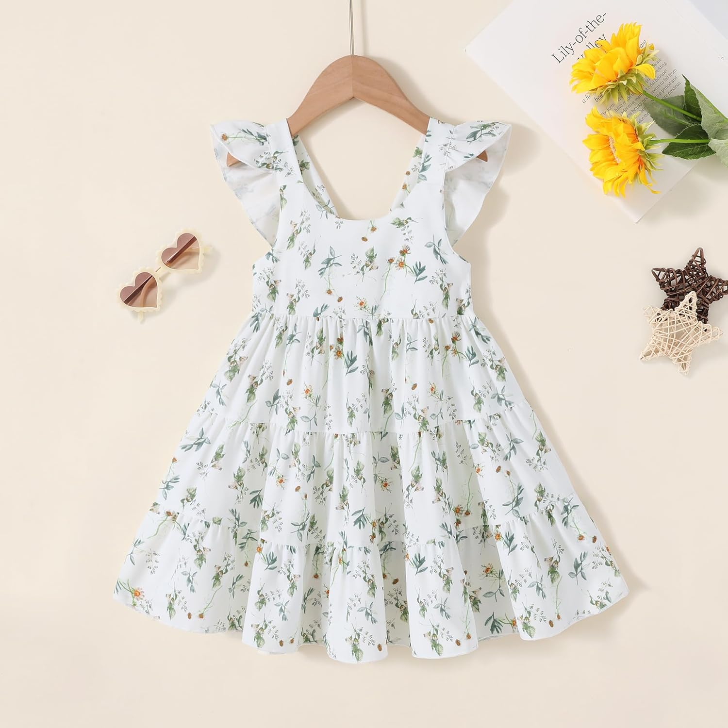 YOUNGER TREE Toddler Baby Girls Dress Summer Ruffle Sleeve Halter Casual Kids Beach Sundress - Image 2