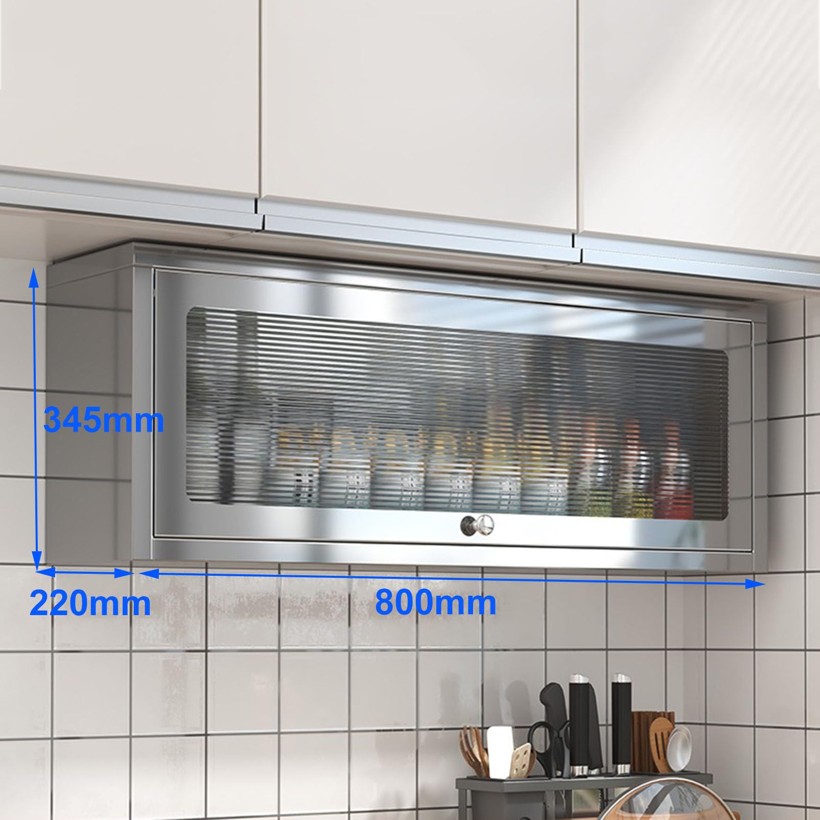 Armadietto da parete in acciaio inox con anta ribaltabile, armadio da cucina salvaspazio, scaffale versatile per garage, sala attrezzi, hotel e mensa, soluzione durevole ed elegante