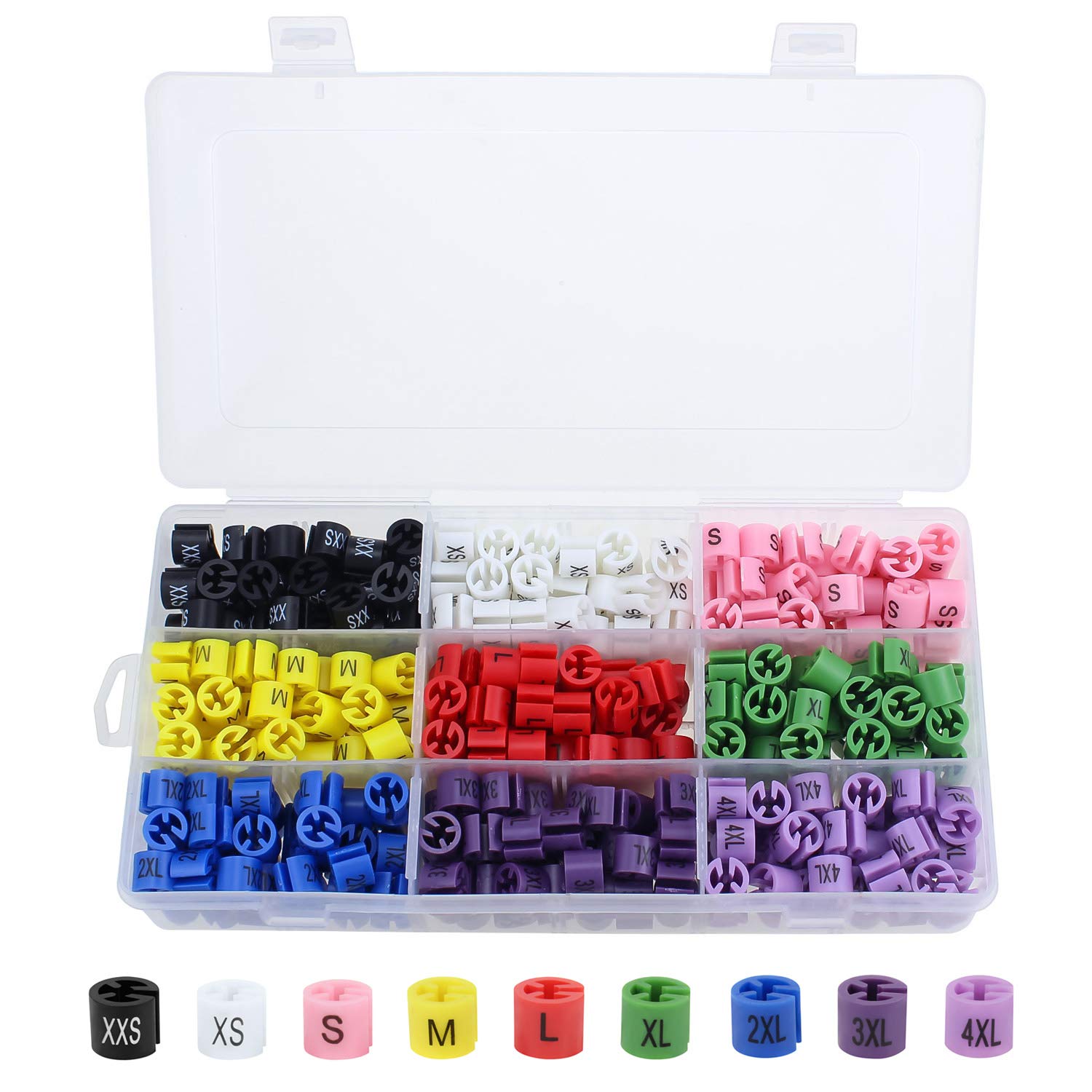 Dreamtop 450 Pcs Marqueurs de Taille en Plastique colorés pour Cintres, Séparateurs de Taille de Vêtements pour Cintres pour Cin