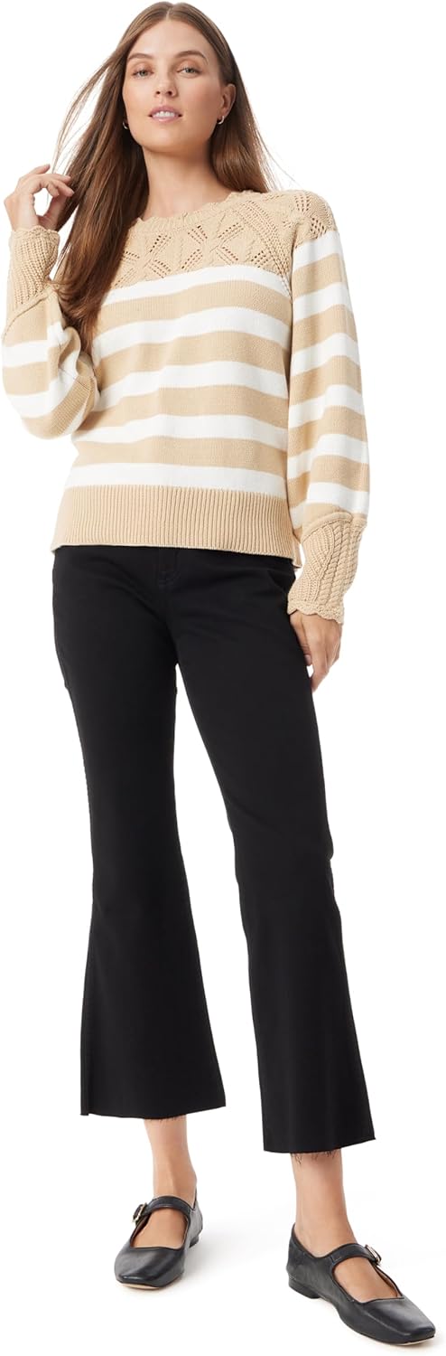 Sam Edelman Womens Joy Novelty Yoke and Cuff Pullover Sweater Standard - Image 2