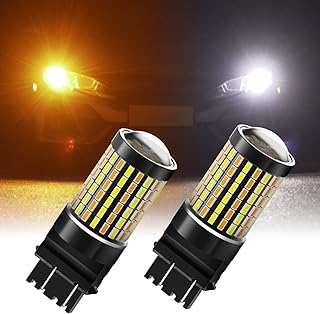 AUXITO Upgraded 3157 Switchback LED Turn Signal Light Bulbs, 500% Brighter 3155 3457 4157 3057 4157NA White/Amber Dual Color with Projector for Turn Signal Blinker DRL Parking Light, Pack of 2
