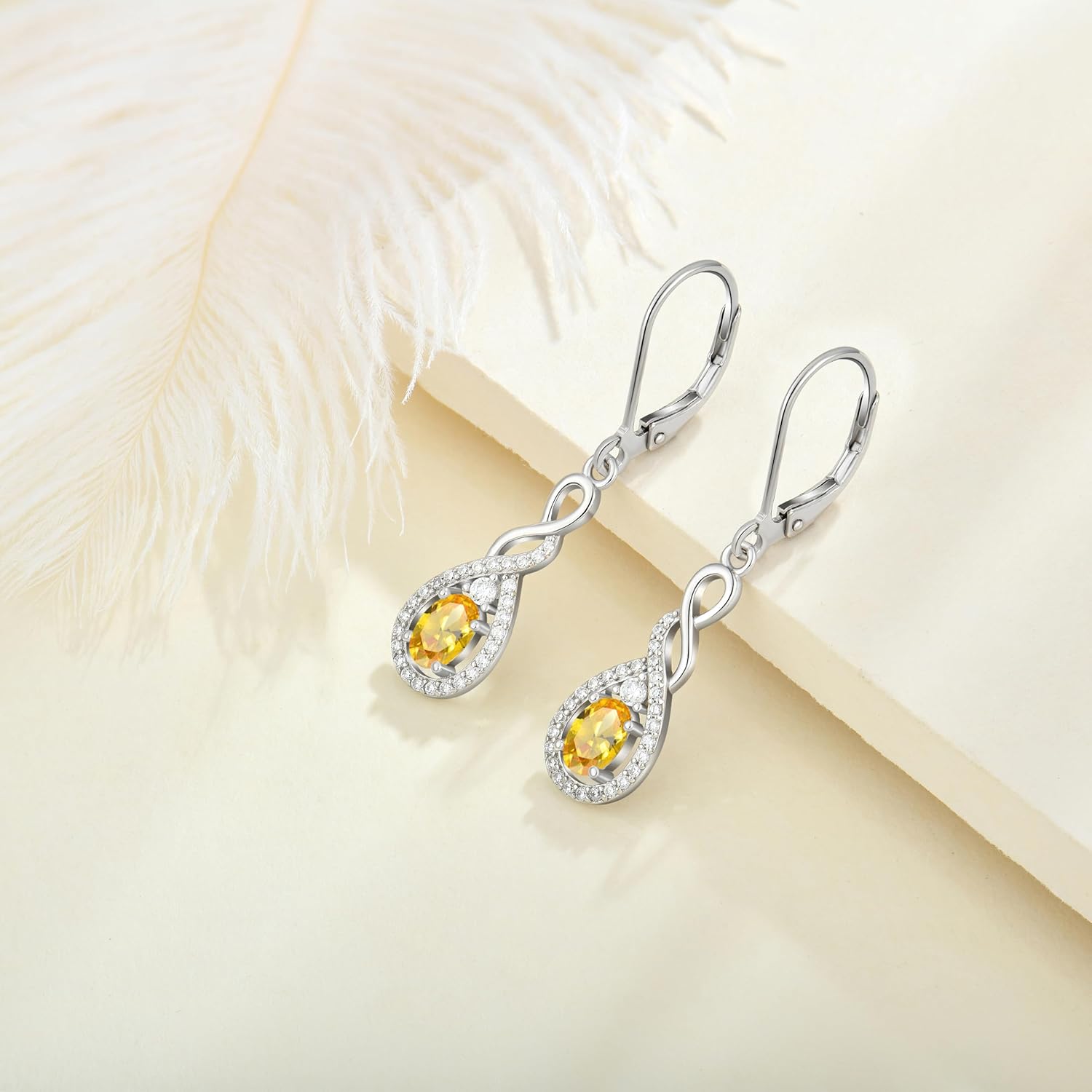 Oval Cut Dangle Drop Earrings 925 Sterling Silver Infinity Twisted Leverback Earrings Birthstone Jewelry for Women - Image 4