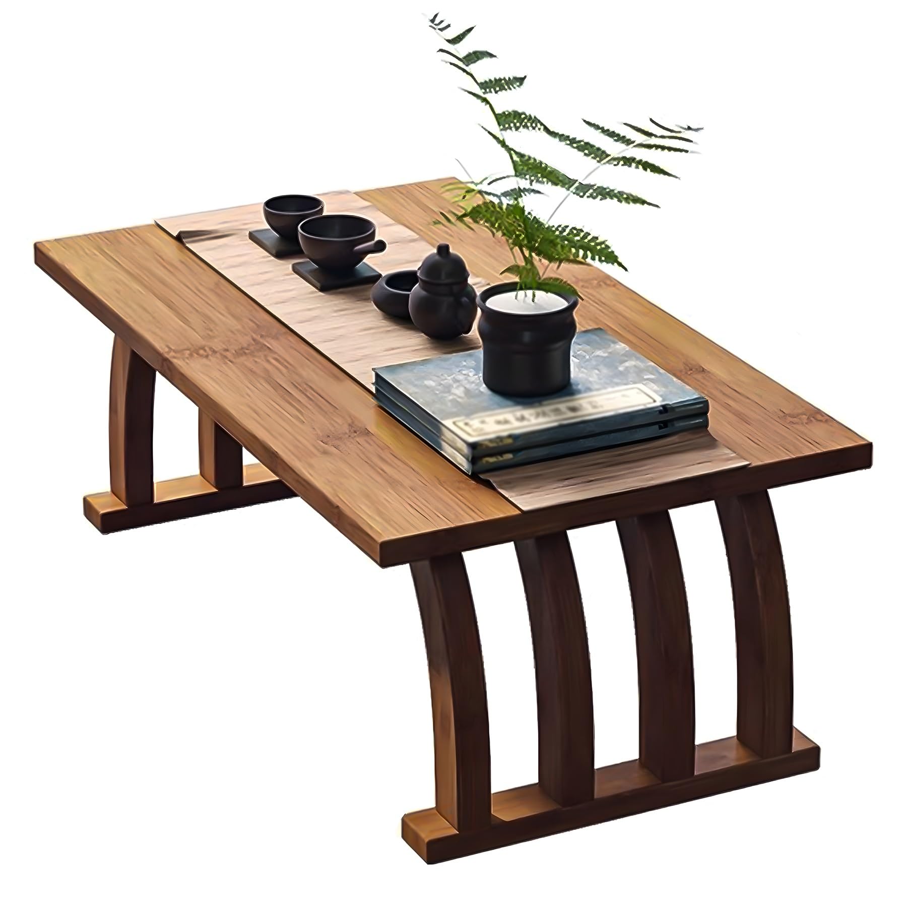 Table tatami japonaise pliable en bois marron à deux niveaux