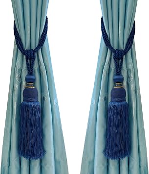 Blue Tassel Curtain Tiebacks for Decoration Curtain Holder Set of 2