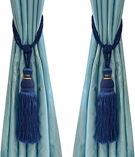 Blue Tassel Curtain Tiebacks for Decoration Curtain Holder Set of 2