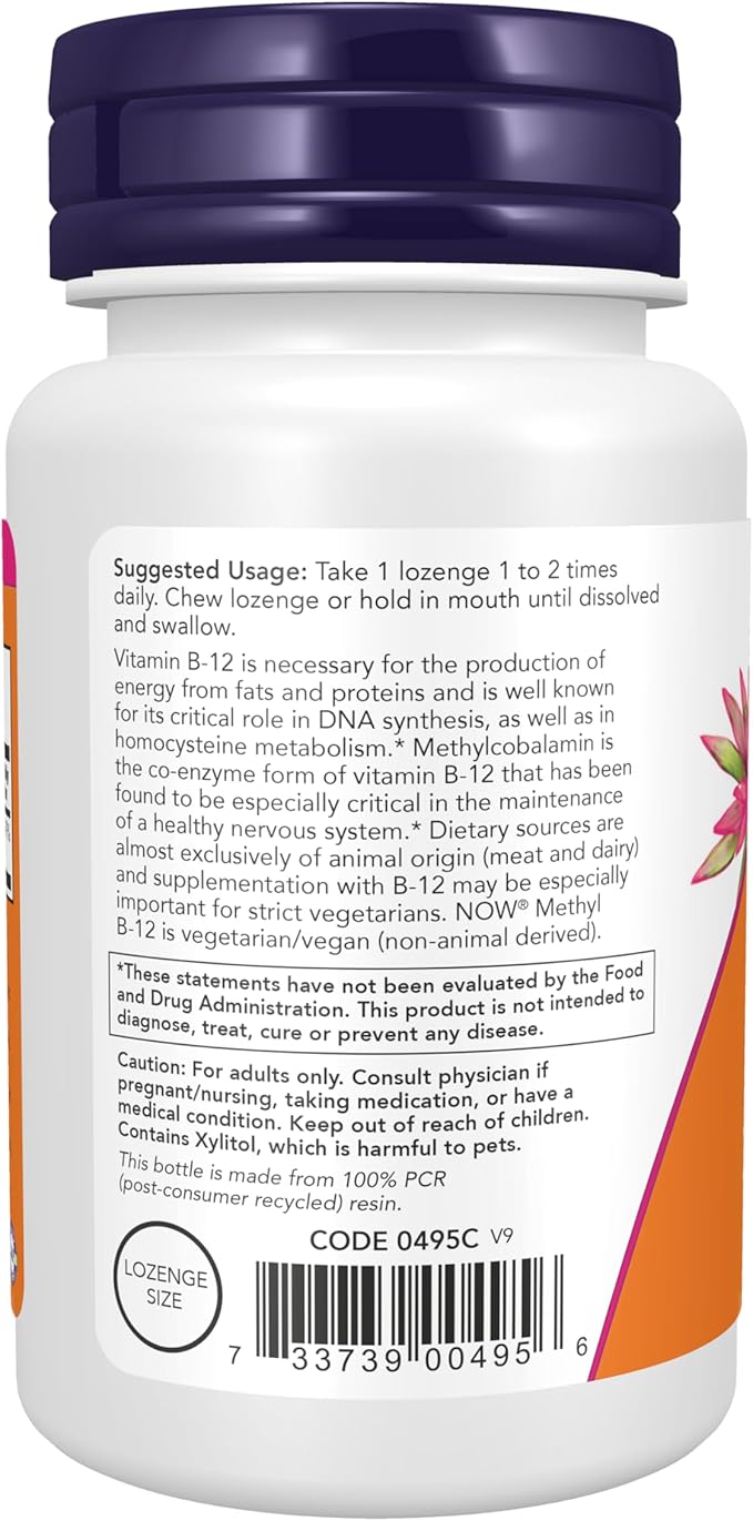NOW Methyl B-12 1000 mcg Metilcobalamina 100 Pastillas miniatura 3