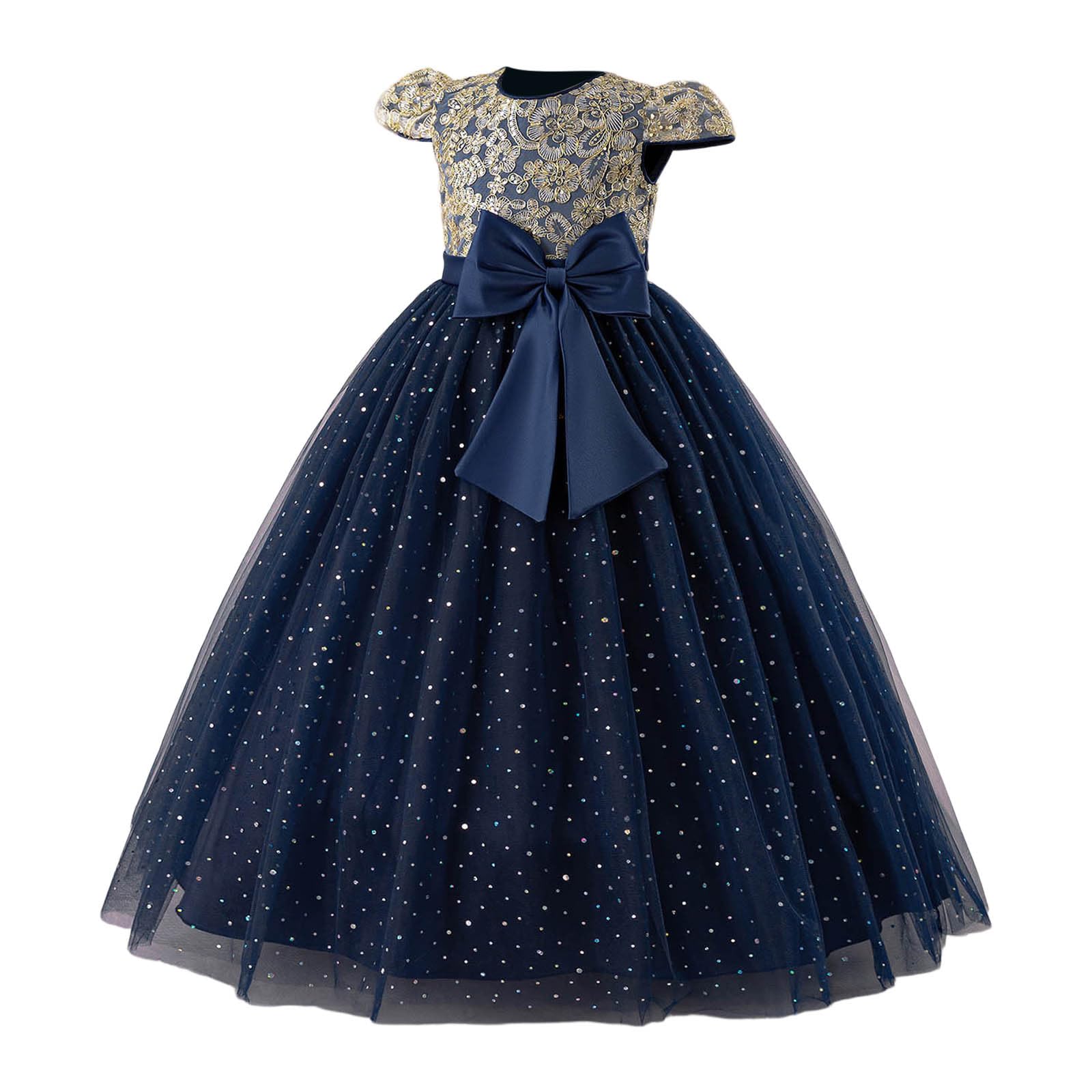 Vestido de niña con Bordado, Mangas abullonadas, tutú, Vestido de Fiesta para celebración de cumpleaños y Elegante Lazo, Atuendo Formal, de Tul, fácil de Lavar y Suave, Ideal para Uso Diario