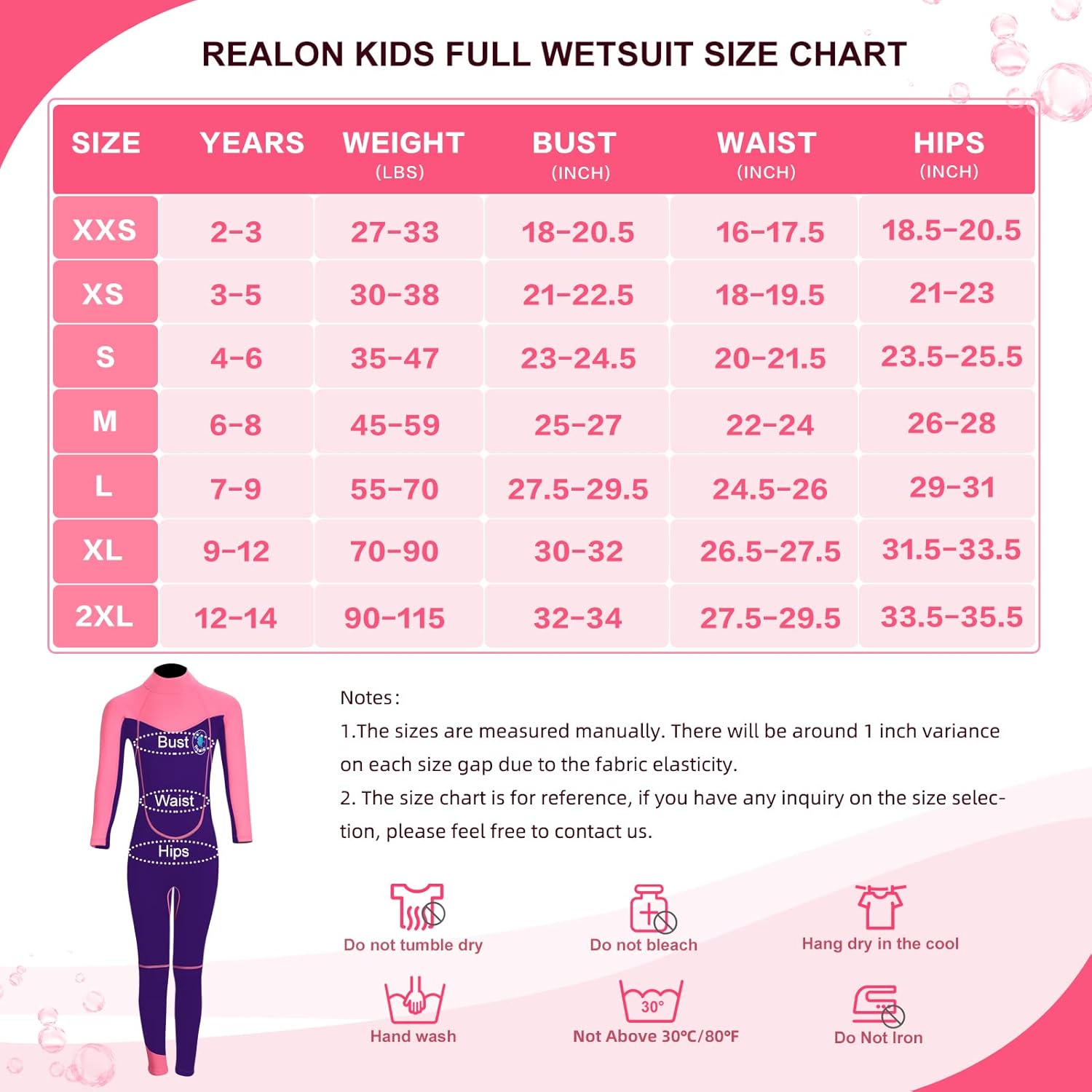REALON Wetsuit Kids for Boys/Girls Full/Shorty Baby One Piece Wet Suit 2mm Neoprene 3t to 12t Toddler/Infant Swimsuit for Surfing Snorkeling Swimming : Sports & Outdoors