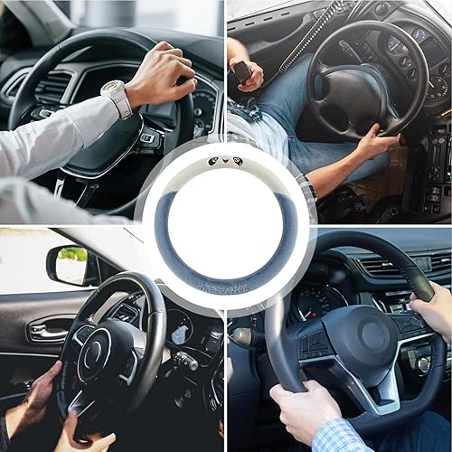 Miniatura 5 de Annewi Funda de felpa para volante, fundas antideslizantes para volante con agarre ergonómico, funda protectora para volante de automóvil,