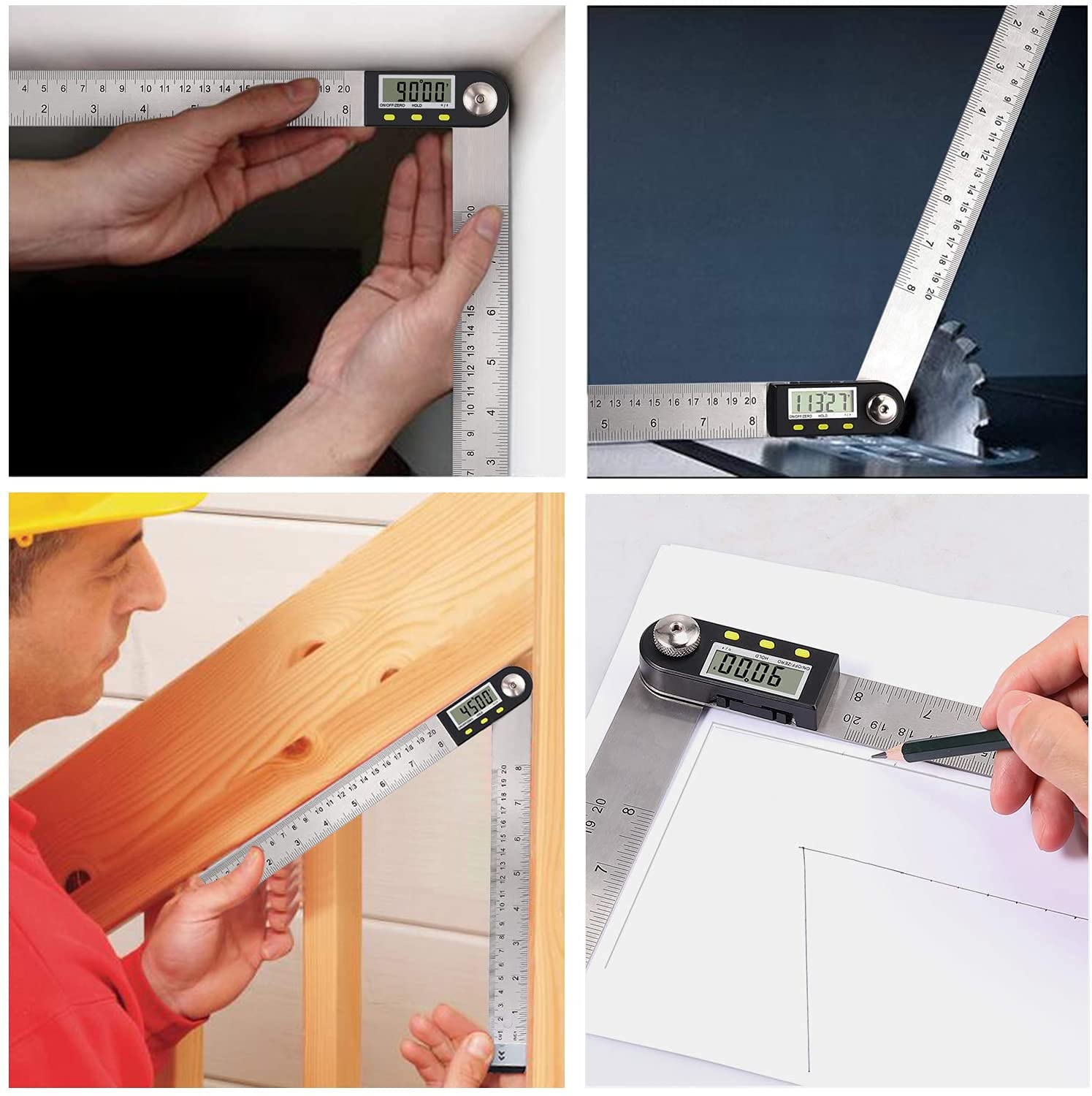 WJJ Digital Angle Finder Goniometro in Acciaio Inox Angolo Finder Righello 0-360 ° for la Lavorazione del Legno Riparazione della Costruzione (Size : 8inch/200mm)