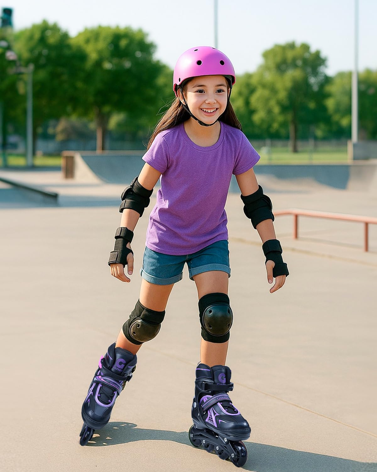 Gonex Rollers en Ligne Taille Réglable de 31 à 42 Roue Brillant pour Enfant Fille Garçon Femme et Homme Adolescent Débutant