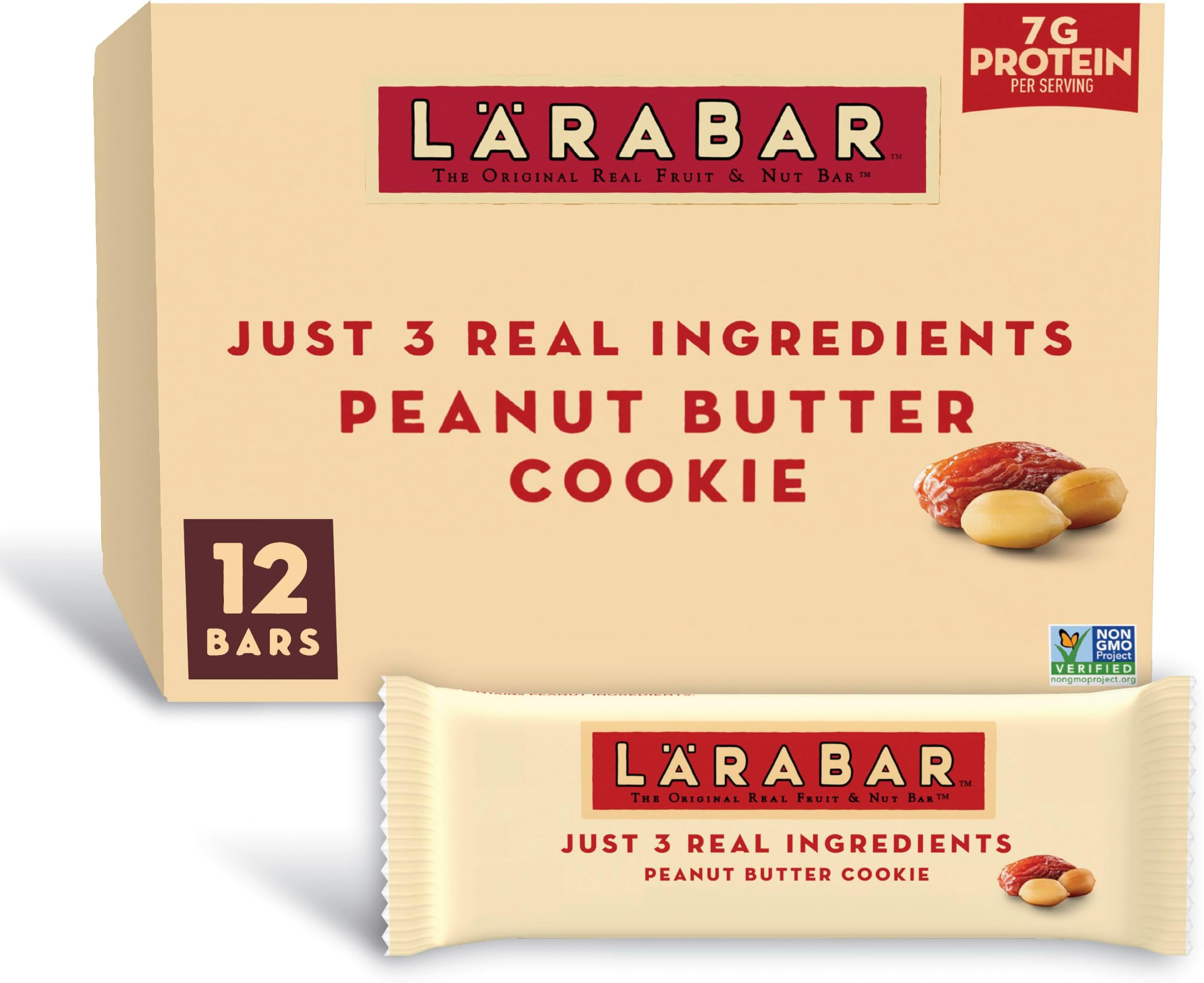 Larabar Peanut Butter Cookie, Fruit and Nut Bars, Gluten Free and Vegan, 12 Ct, 20.4 oz