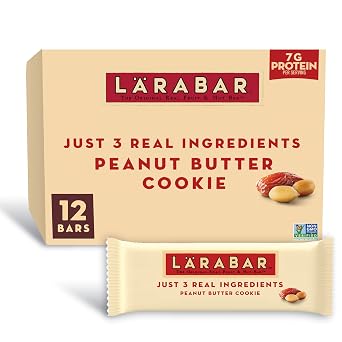Larabar Peanut Butter Cookie Fruit & Nut Bars, 12 ct, 20.4 oz | Gluten-Free, Vegan, Dairy Free, Soy Free, Kosher, Non-GMO, 7G Protein, 3 Ingredients, No Sugar Added