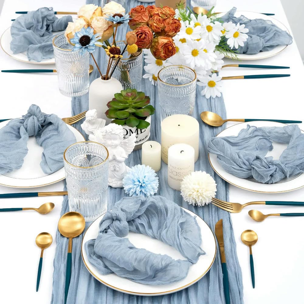 RIDAEX 100PCS Cheesecloth Napkin Gauze Table Placemats Party Christmas Wedding Decoration Dinner Retro Napkins