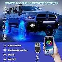Vista 6 de 10 cápsulas de luz RGB para camión, multicolor, neón, luces de roca RGB impermeables con control de aplicación/RF para automóvil, Jeep, todoterreno