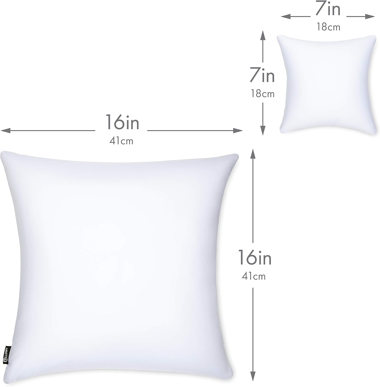 PILLOWY 16" x 16" Microbead Stuffer Pillow Insert Sham Square Pillow Cushion for Extra Comfort & Support, Zip Pocket w/Mini Stuffer Zip-in Insert - Adjustable & Perfect Fit with Any Decorative Cover