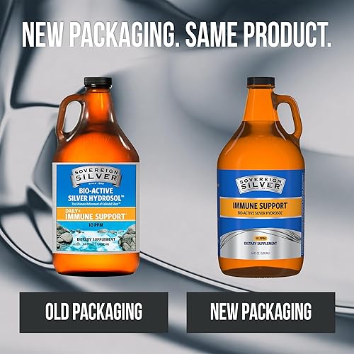 Miniatura 2 de Sovereign Silver Apoyo inmunológico: plata coloidal, hidrosol de plata bio-activo, 10 ppm, parte superior de giro líquido, 64 onzas líquidas
