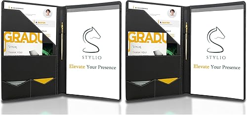 Miniatura 16 de STYLIO Carpeta Padfolio con Portapapeles Extraíble Organizador de Portafolio Carpeta con Almacenamiento para Cuaderno, Bloc de Notas