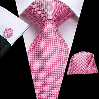 SUNMME Corbata de Boda para Hombre de Seda sólida de Color Rosa melocotón, Corbata de Regalo para Hombre, diseño de Moda, Juego de Gemelos y pañuelo para Fiesta de Negocios (Color: B, Talla única) (b