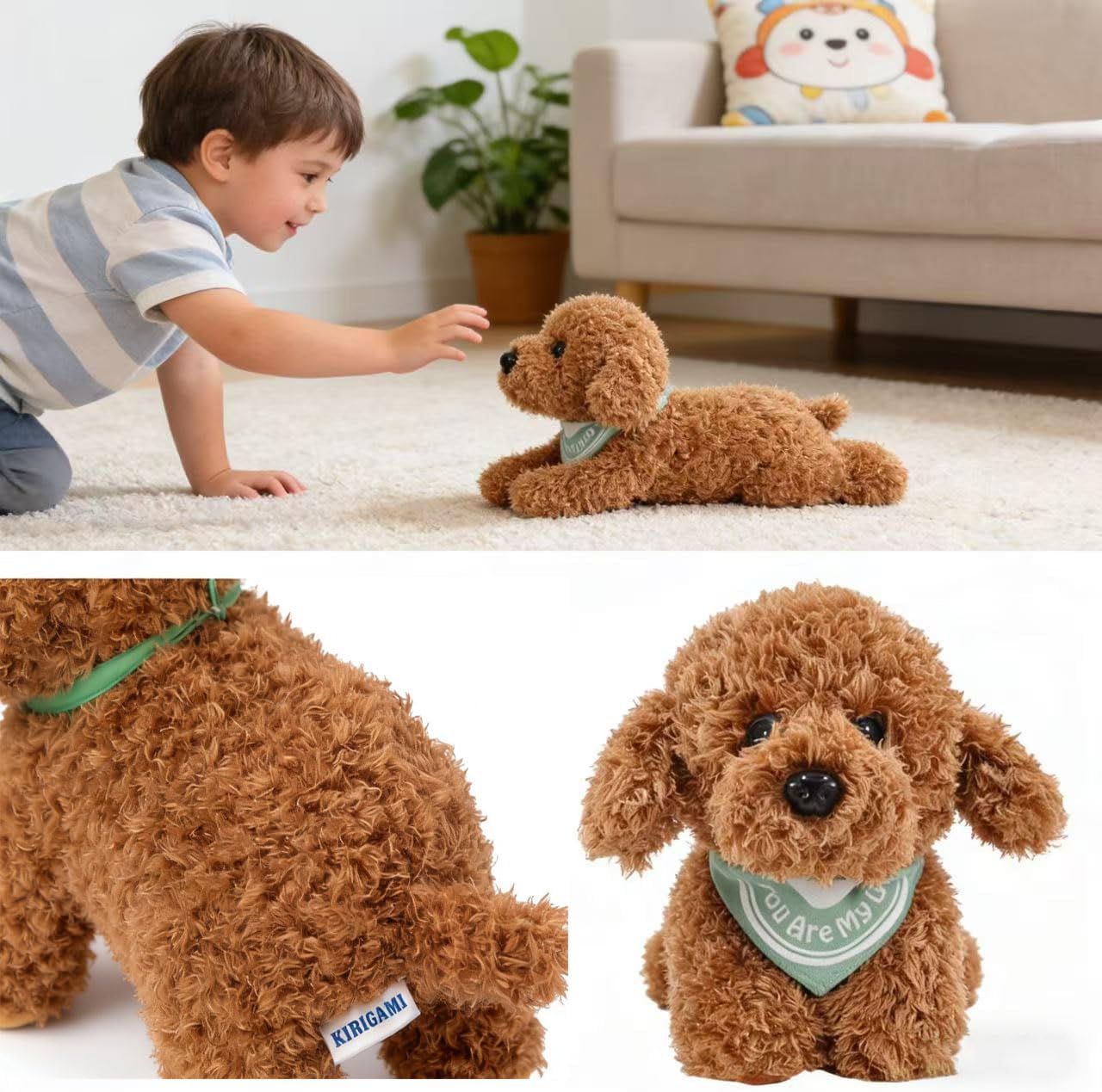 Dog Stuffed Animal, Golden Doodle Puppy Plush Toy with Realist Weighted Soft dog stuffed gift for kids,11 inches (Brown Color) - Image 2