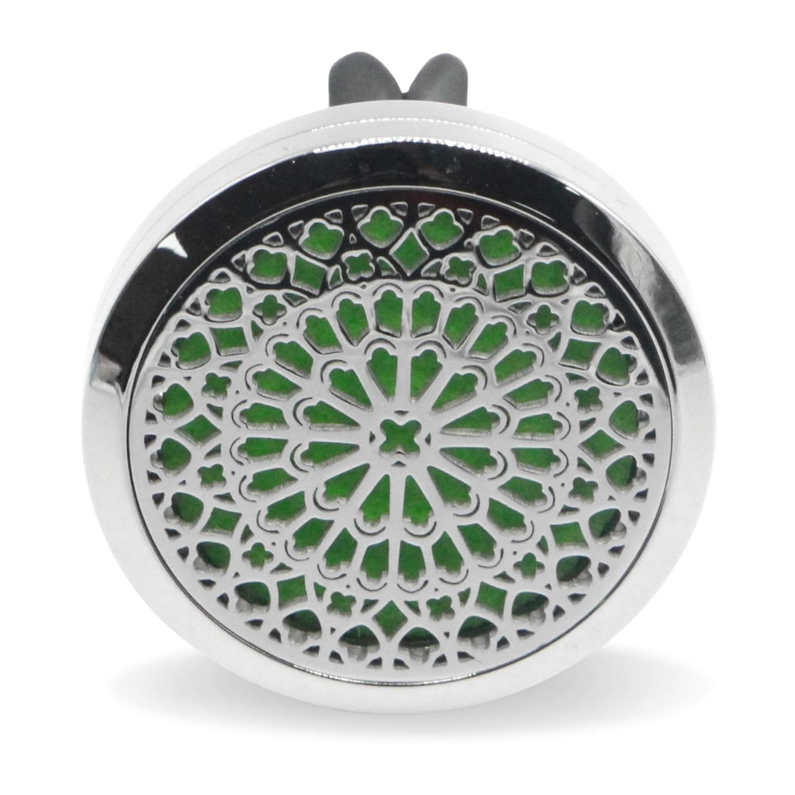 Zen'Aromat samochodowy dyfuzor zapachowy, odświeżacz powietrza do perfum i olejków eterycznych, stal nierdzewna, klips na kratkę wentylacji, wzór róży + 5 brylantów wielokrotnego użytku