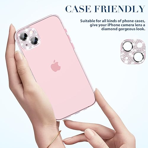 Miniatura 7 de Goton Funda de metal brillante para cámara iPhone 1515 Plus, protector de lente de cámara de vidrio templado, accesorios de diamante con purpurina