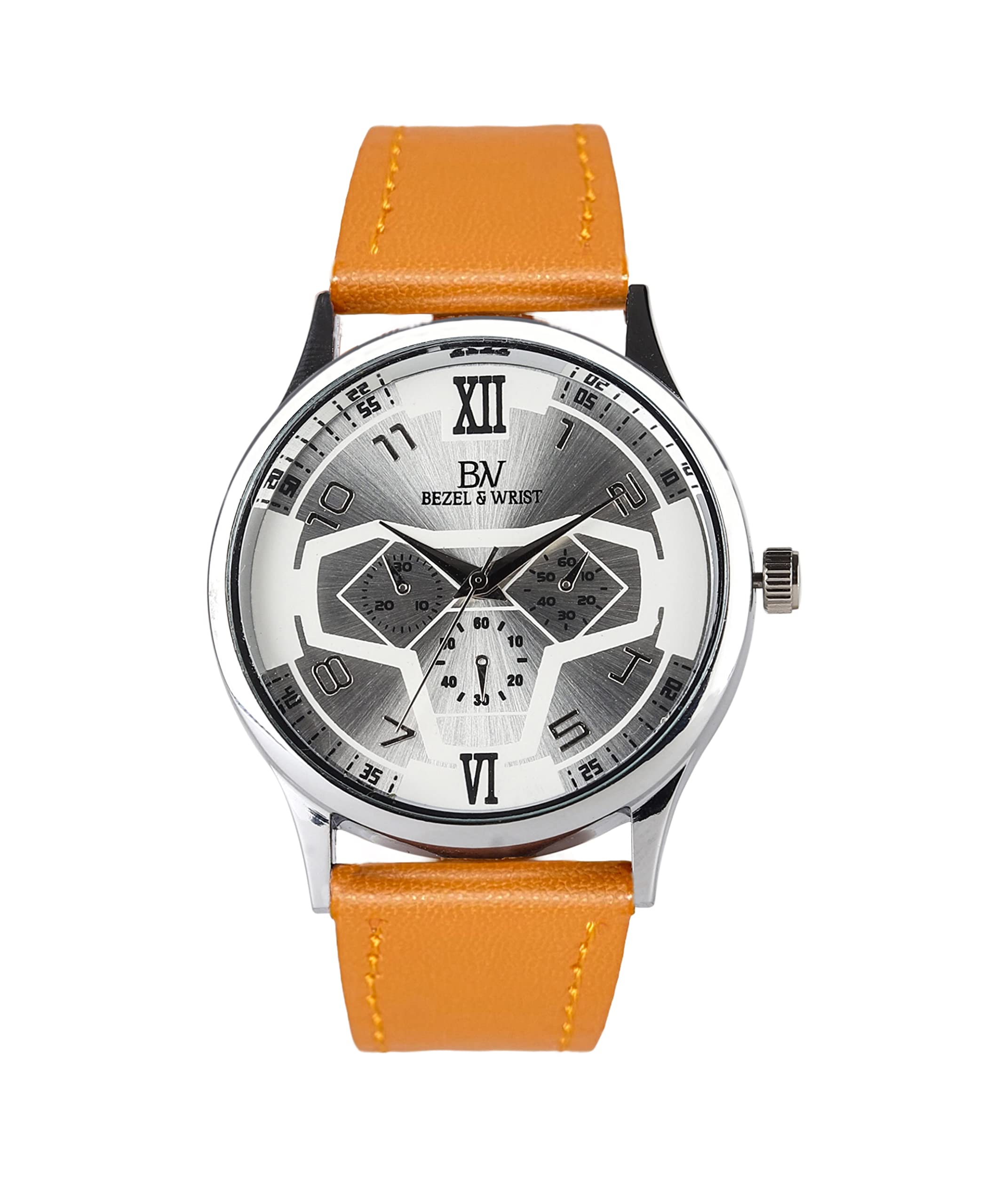 BEZEL & WRIST White Wrist Watches for Men Leather Strap Analog Chronograph Fashion Business Sport Design Mens Watch for Casual & Formal Wear (White) (B09HNVV7ZR) Amazon Price History, Amazon Price Tracker