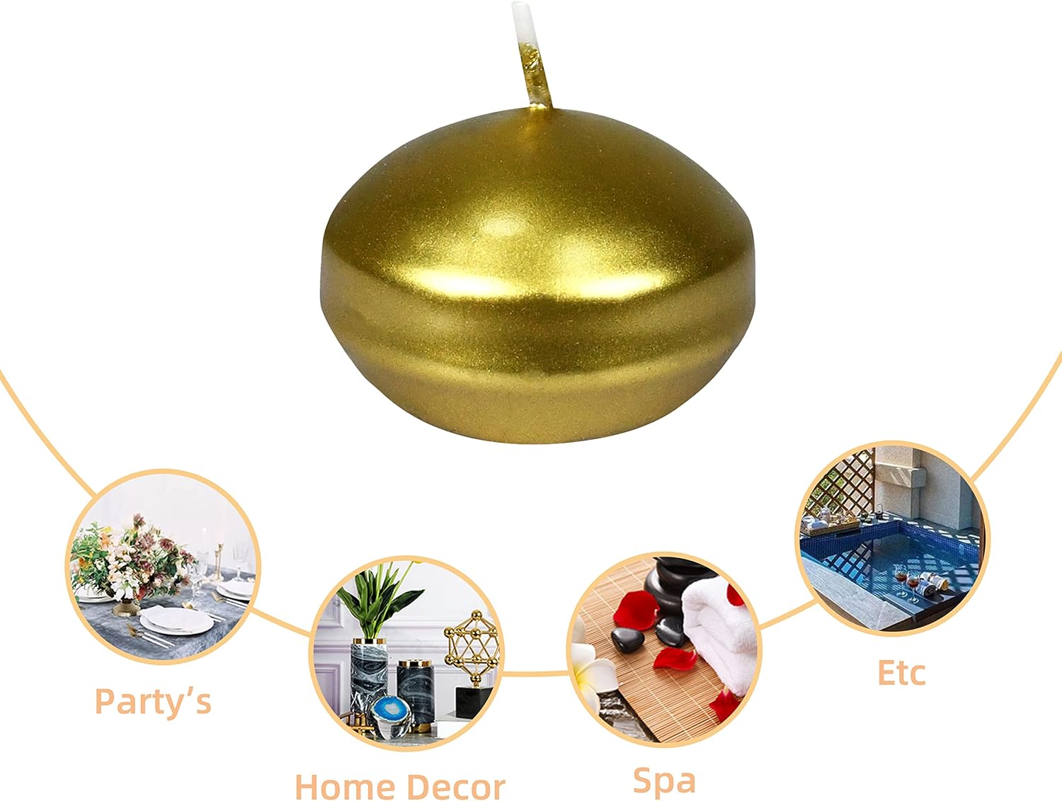 Zest Candle 24-Piece Folding Candles, 1.75-Inch, Metallic Bronze Gold