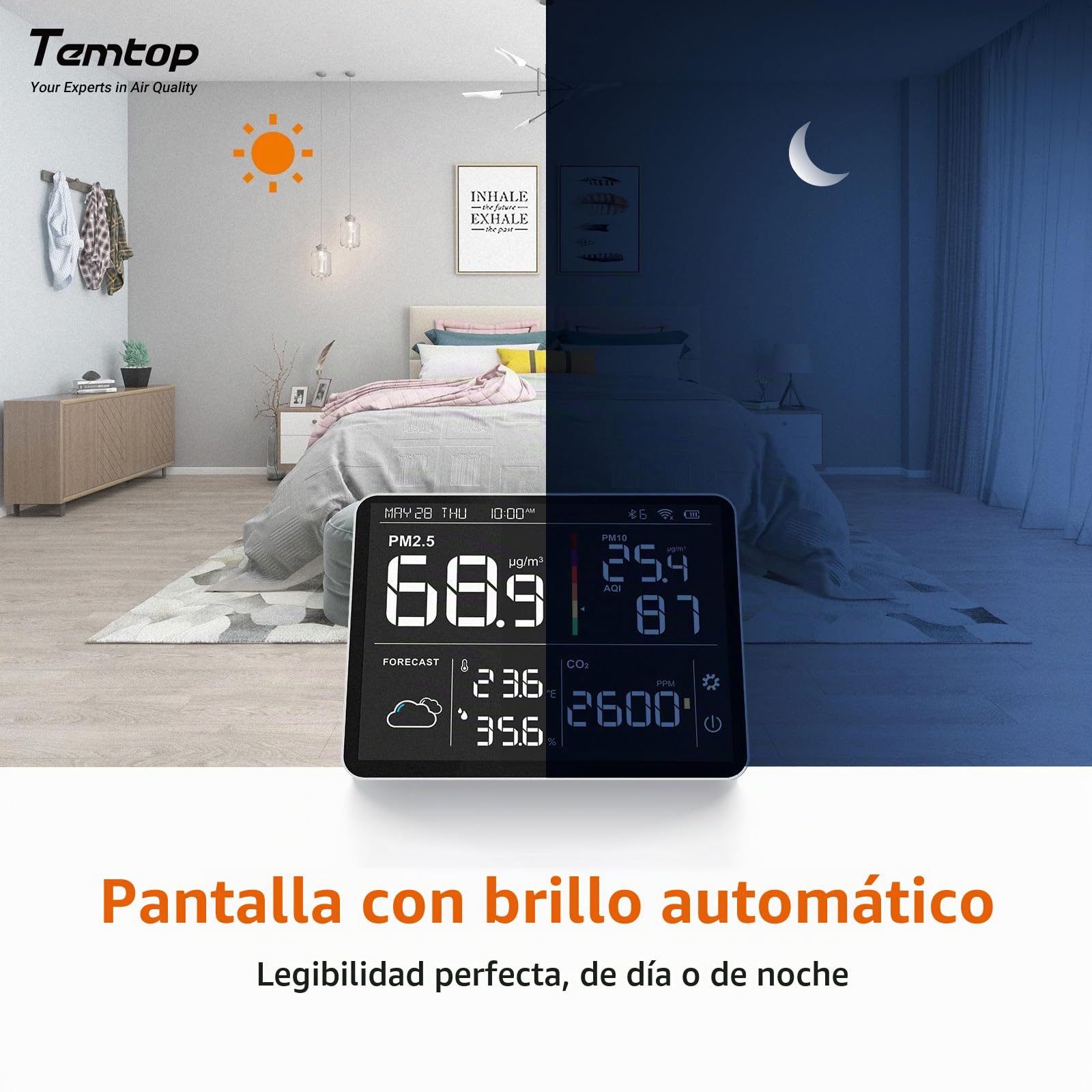 Temtop M100-UP - Medidor de calidad del aire y estación meteorológica con