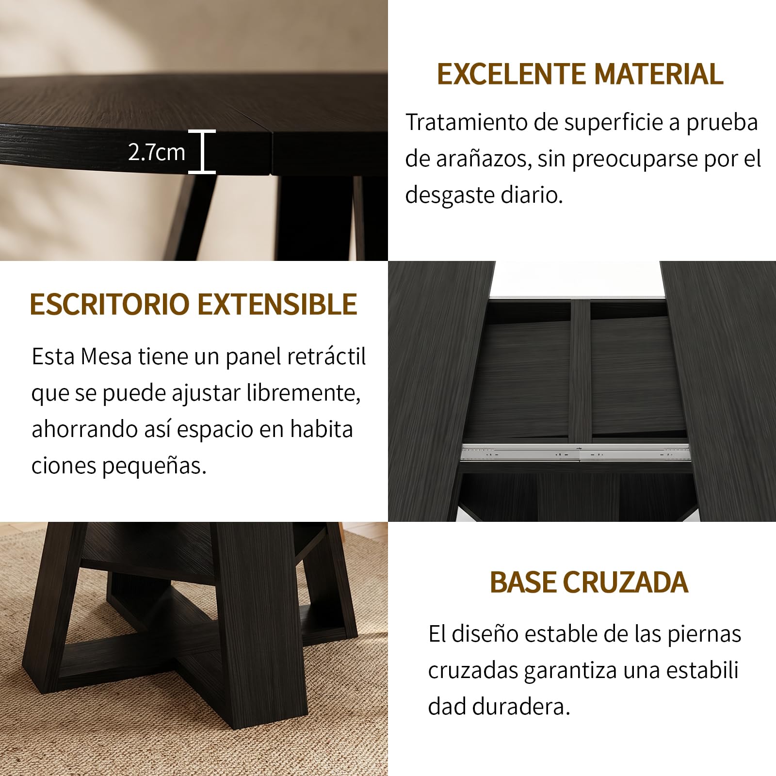 Mesa de Comedor Extensible,con Espacio de Almacenamiento