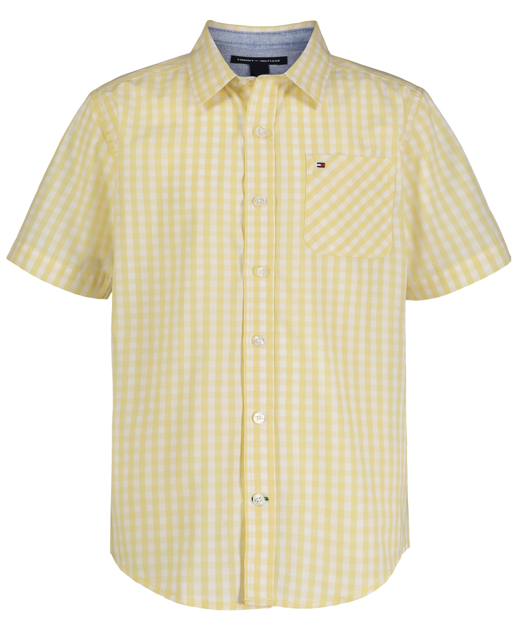 Tommy Hilfiger Short Sleeve Woven Button-Down Shirt, Lightweight & Breathable Camicia Bambini e Ragazzi