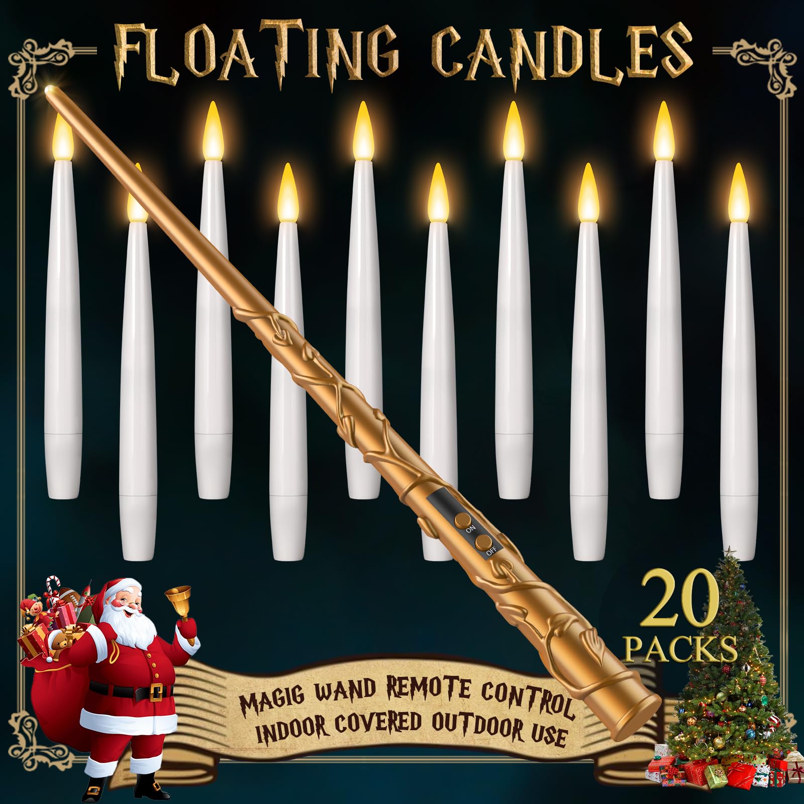 24 Candele Galleggianti LED Con Bacchetta Magica E Telecomando - Luci Tremolanti Per Halloween E Natale - Decorazioni Feste