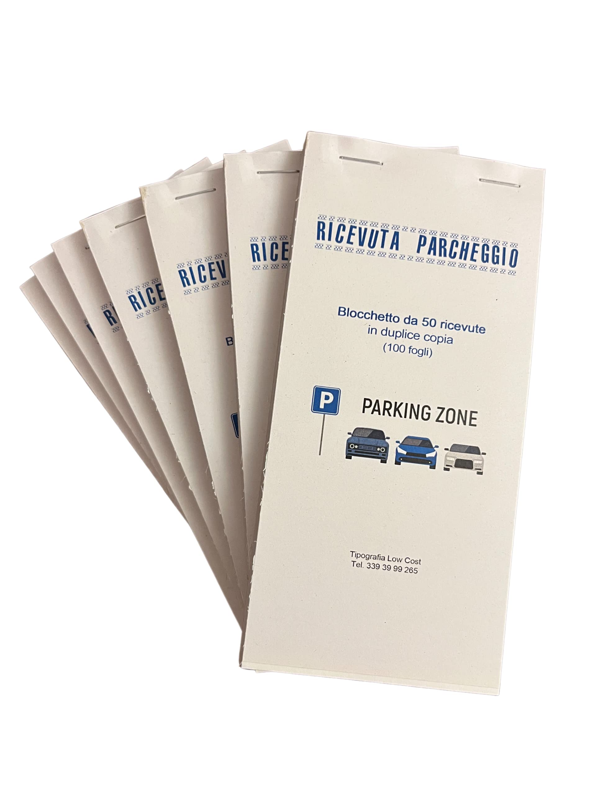 Ricevuta Parcheggio, Parking. Blocchetti in carta Copiativa, F.to 8x17 cm, 50 ricevute in duplice copia ogni blocco. (20)