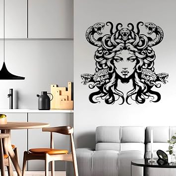 EANHIPE Metal Medusa Wall Art, Medusa Head Metal Wall Decor, Snake Wall Decor, Greek Mythology Wall Art, Gothic Wall Decoration, House Decorations Living Room Black, 41"x39"/105x100cm