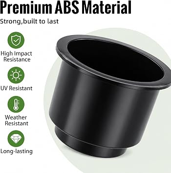 Roykaw Cup Holder Insert for Golf Cart Armrest,with Drain Hole, Black