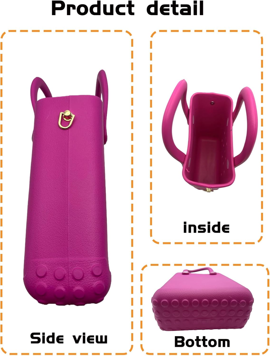 Small Rubber Beach Bag Waterproof Mini Eva Tote Pool Bag With Holes and Crossbody Strap For Women - Image 4