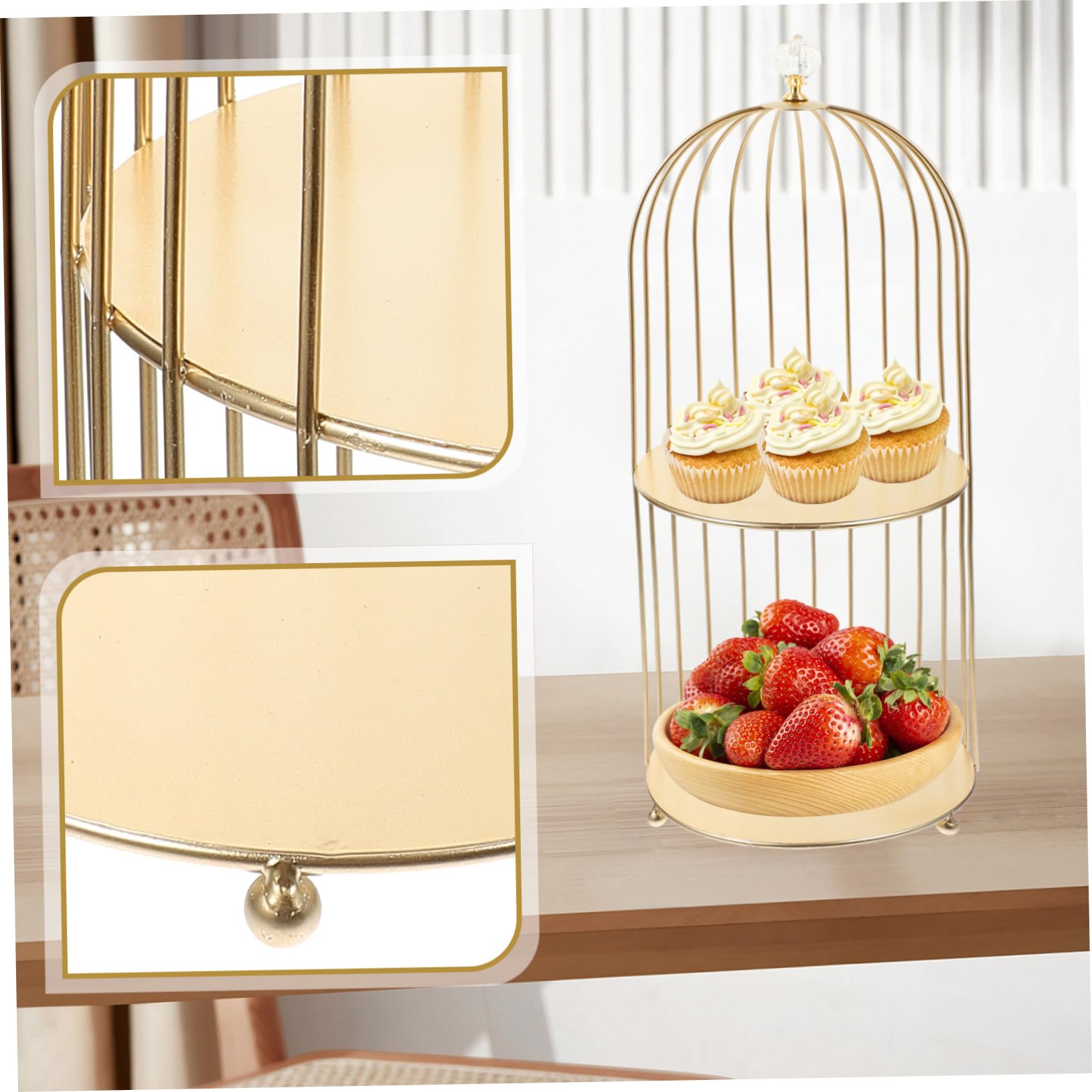 Alipis Doppelstöckiger Vogelkäfig Kuchenständer Dekorativer Make-up Hochwertiger Aufbewahrungsständer Für Hochzeit Party Vintage Kosmetikständer Für Deko Und Schmuck