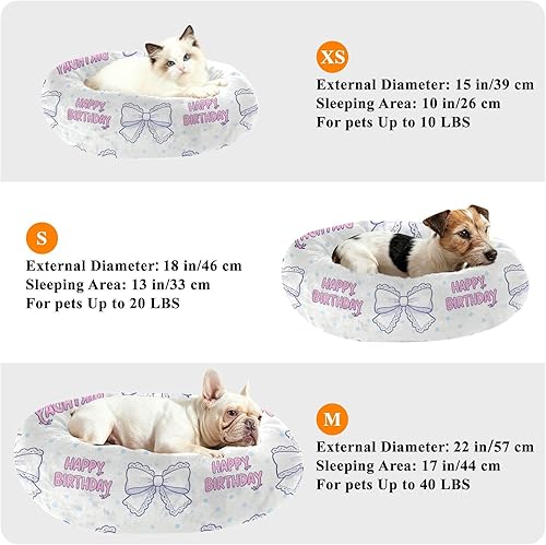 Miniatura 7 de Happy Birthday Cute Bow Donut Cuddler Pet Dog Beds fluffier Calming Bed for Extra Small Size Pets Sleeping cama elevada para Perros Grandes
