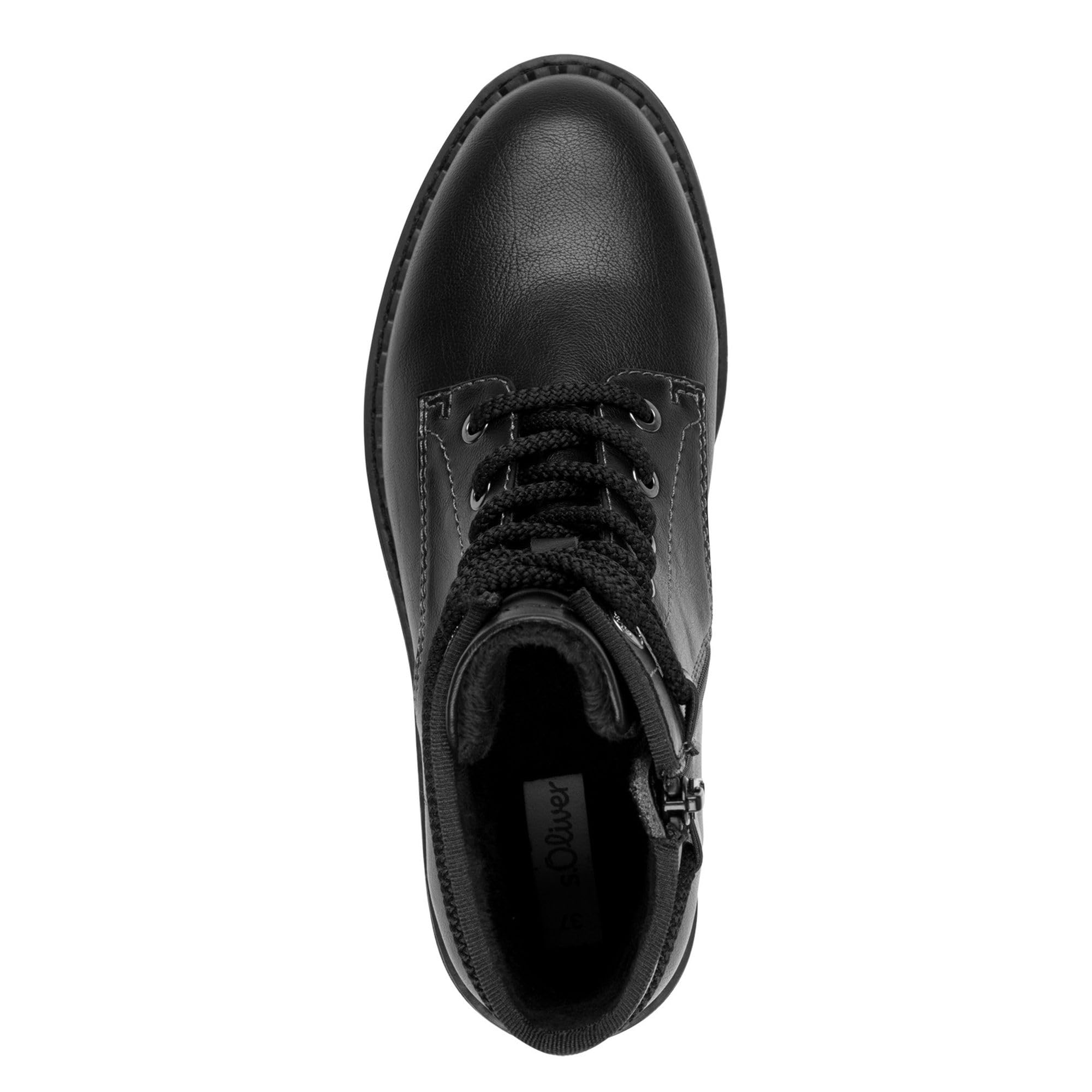 s.Oliver Damen Schnürstiefel ohne Absatz Bequem Vegan, Schwarz (Black), 38 EU