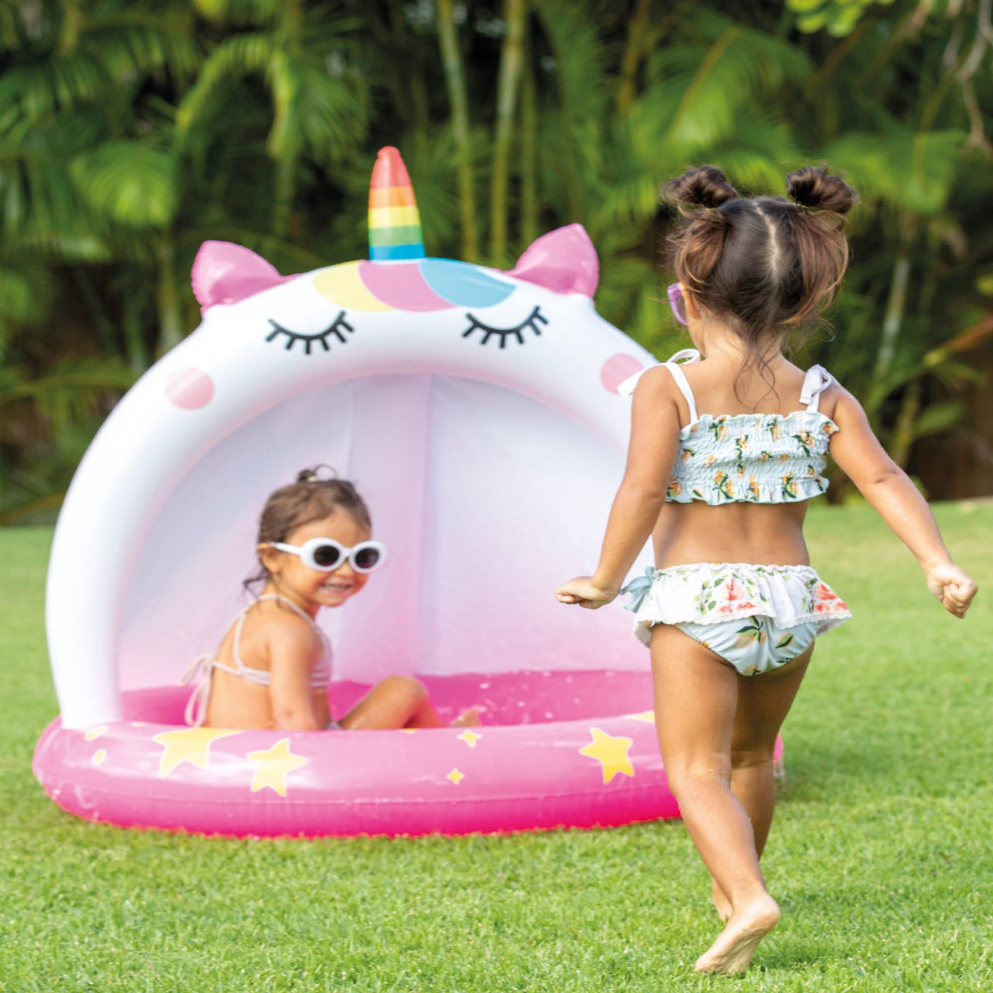 Intex 58438 Unicornium Inflatable Pool with Inflatable Ceiling and Floor, Baby Pool, Measures 40