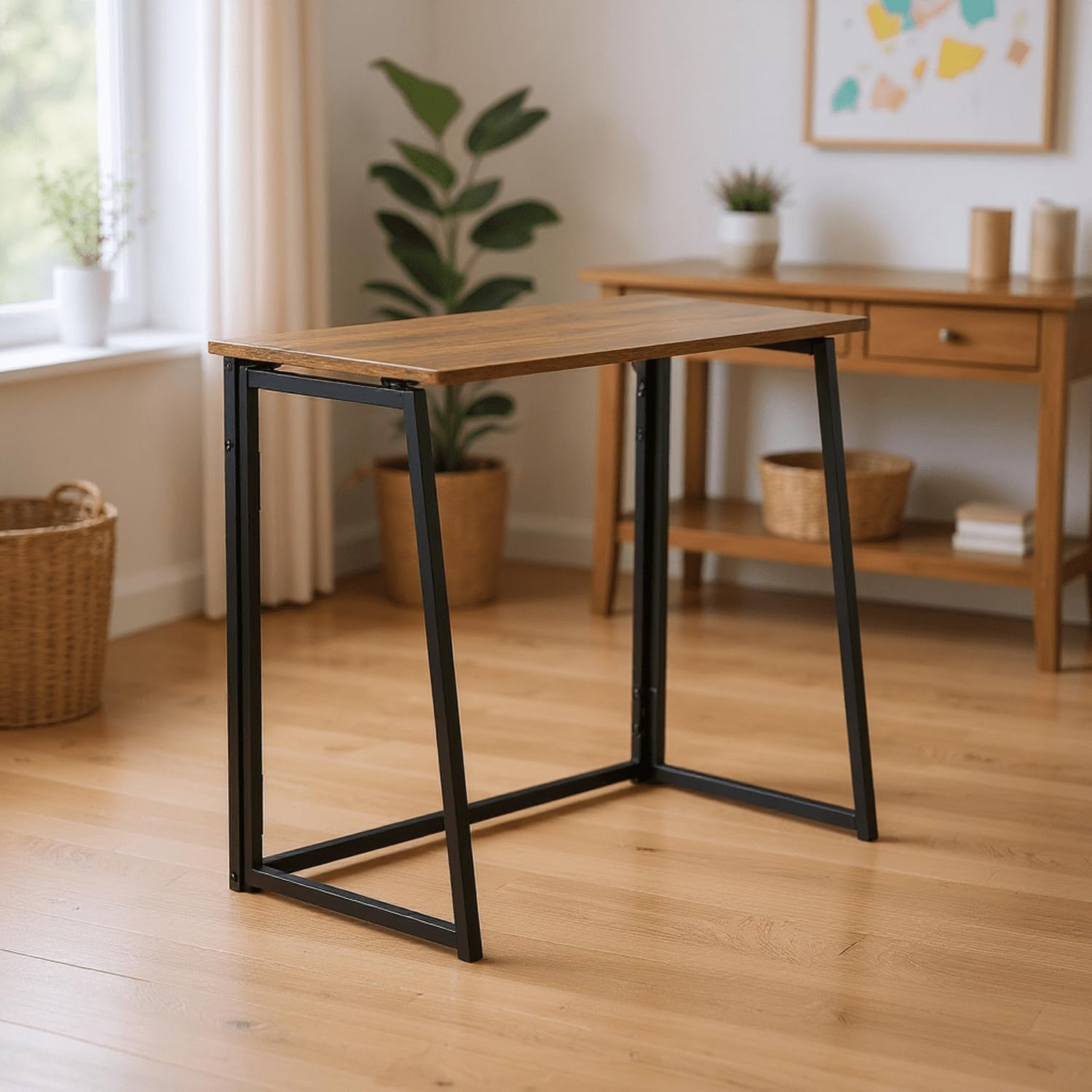 HouseinBox Foldable Sewing Table for Small Spaces, Portable Craft and Sewing Workstation, Black (Vintage)