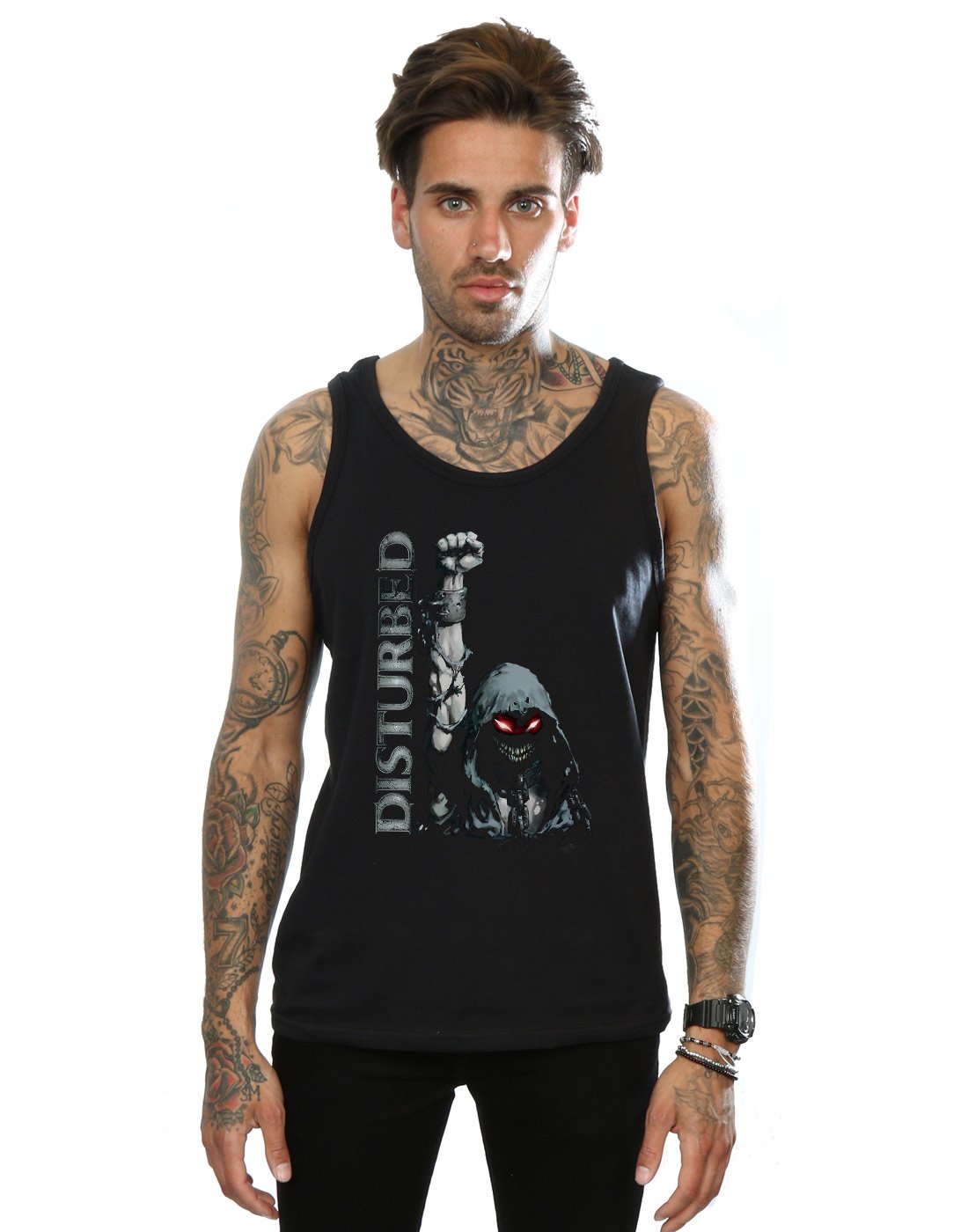 Absolute Cult Men's Black Disturbed Up Yer Military Vest Medium