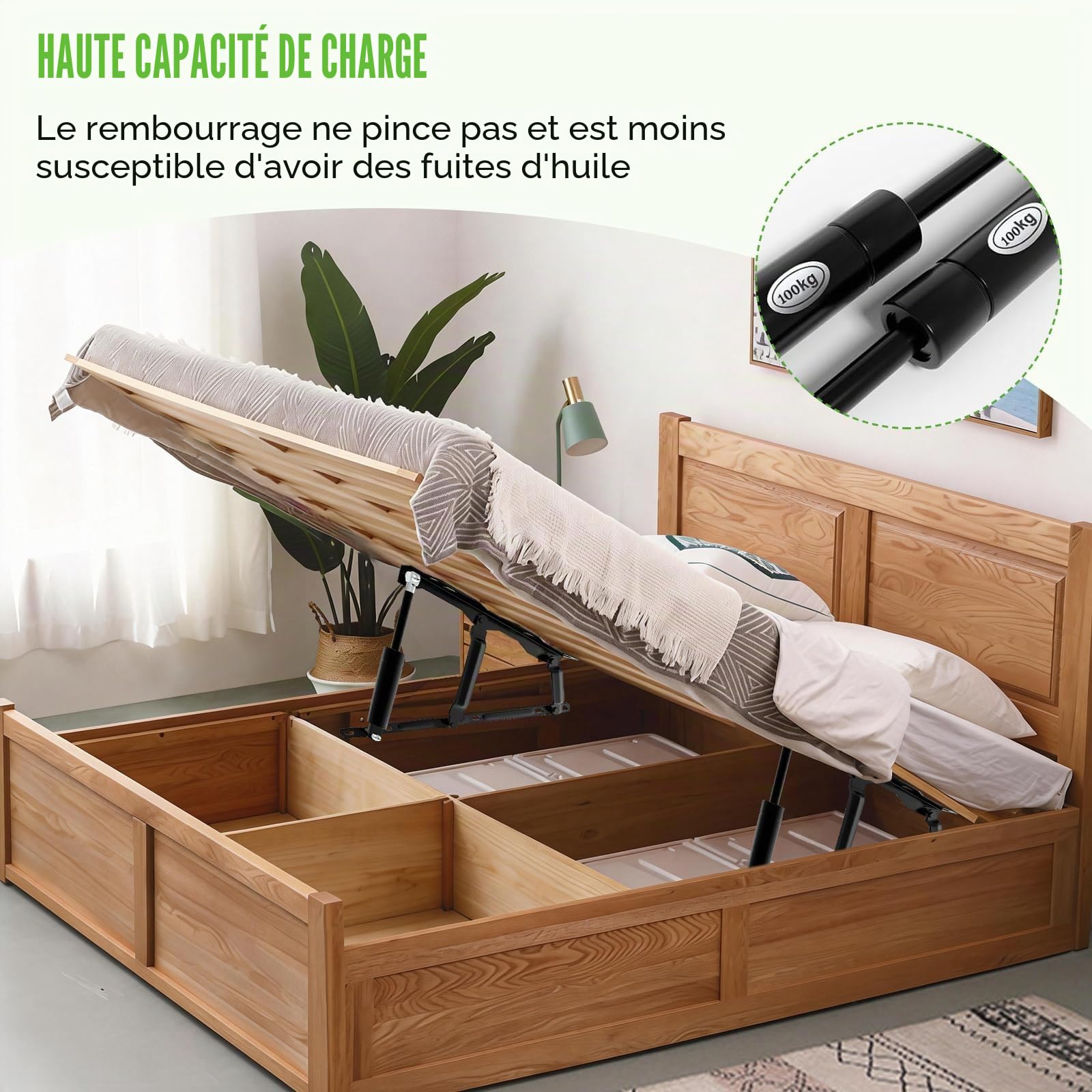 Lot de 2 mécanismes de levage pneumatiques pour coffres de lit lourds
