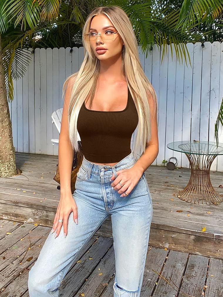 OQQ Women's 3 Piece Tank Tops Ribbed Seamless Workout Exercise Shirts 2025 Summer Basic Camis - Image 2