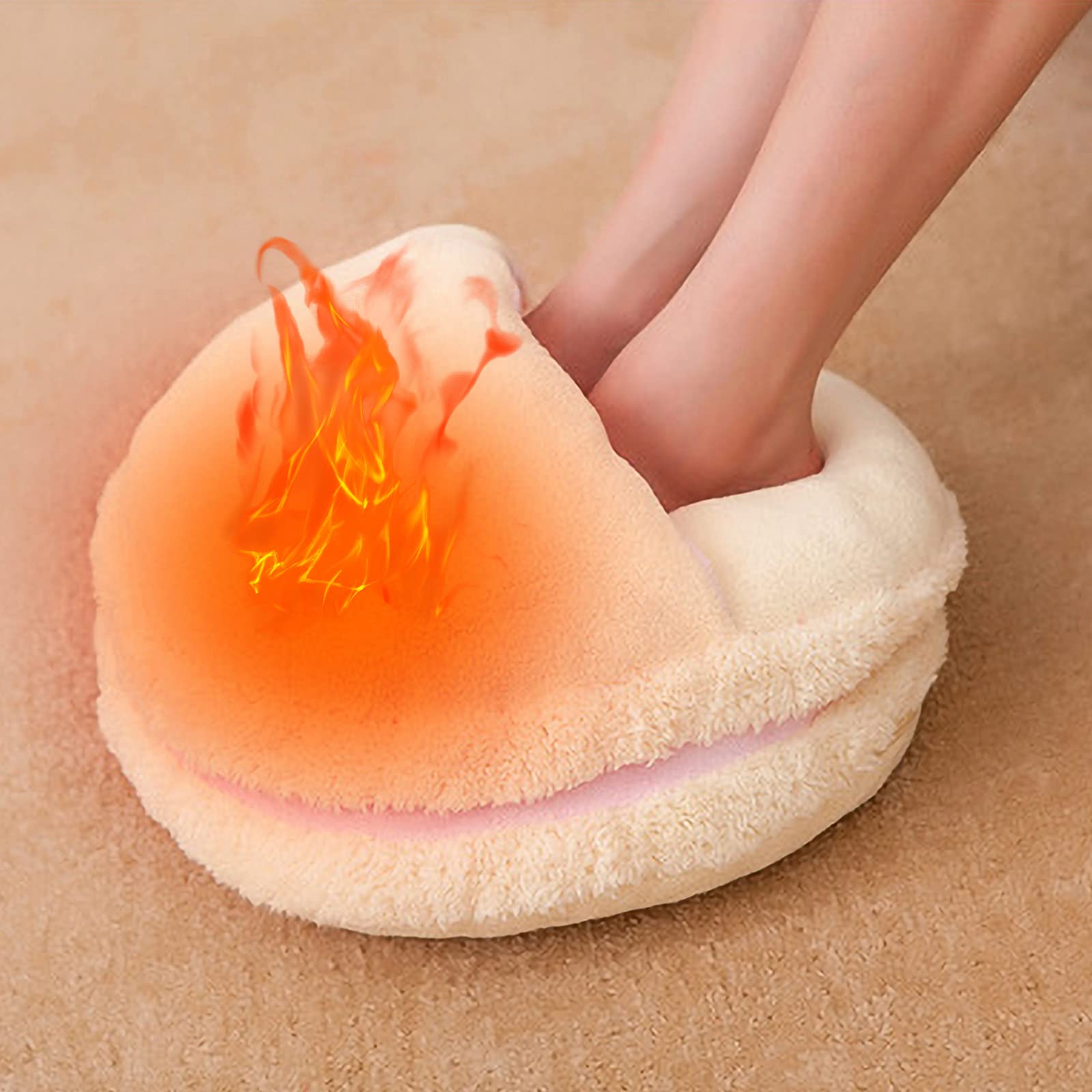 Scaldapiedi Elettrico USB, Scarpe riscaldanti in Peluche Invernali, Lavabili, 20 * 38 cm (7,87 * 14,96 Pollici) (Giallo)